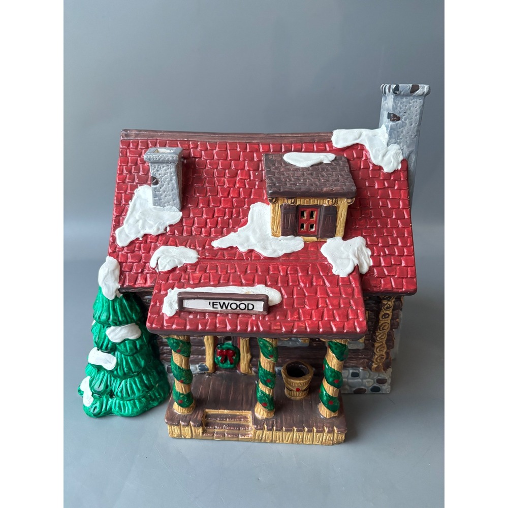 Department 56 Snow Village Pinewood Log Cabin 1989 Christmas Village Lighted